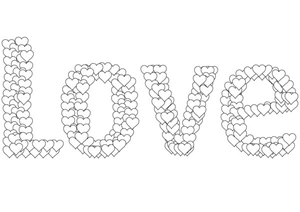 Página para Colorir Inscrição de Amor em Forma de Coração Encantador