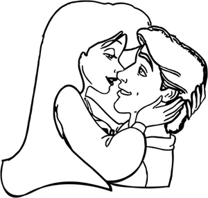 Casal de Desenho Animado Apaixonado Abraçando