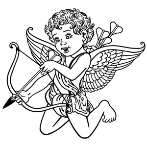 Página para Colorir Mira Precisa do Querubim do Amor
