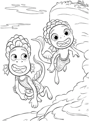 Página para Colorir Luca e Alberto da Disney Pixar