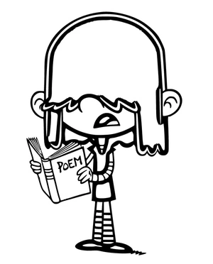 Página para Colorir Lucy Loud Lendo um Livro
