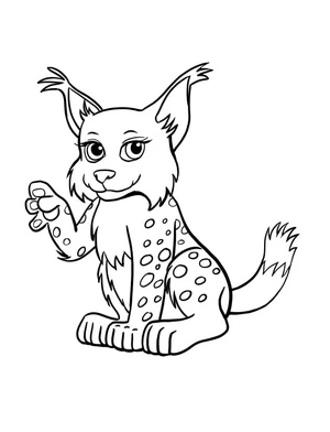 Lince acenando, página para colorir fácil de lince, imprimível grátis