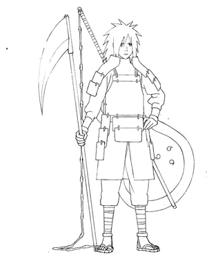Página para Colorir Interpretação Artística de Madara Uchiha