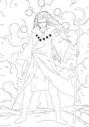 Página para Colorir Madara Uchiha Determinado