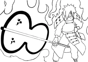 Página para Colorir Página para colorir do Madara Uchiha de Naruto