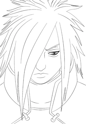 Página para Colorir Retrato de Madara Uchiha