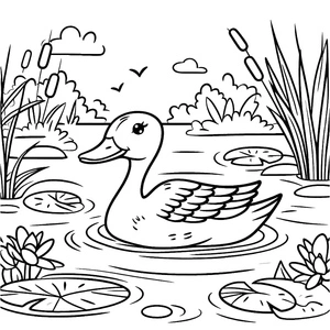 Página para Colorir Pato Marreco Adorável