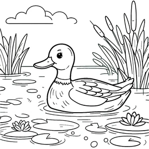 Página para Colorir Pato Marreco Fofo