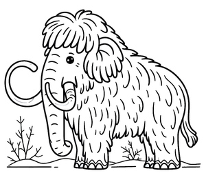 Página para Colorir de Mamute Adorável para Imprimir