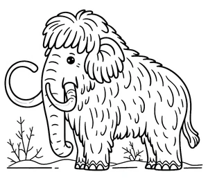 Página para Colorir Página para Colorir de Mamute Adorável para Imprimir