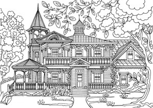 Página para Colorir Mansão Grátis