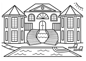 Página para Colorir Mansão Magnífica