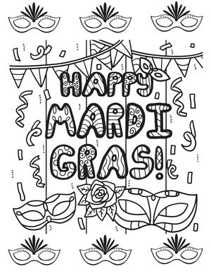 Página para Colorir Celebre o Mardi Gras com Alegria