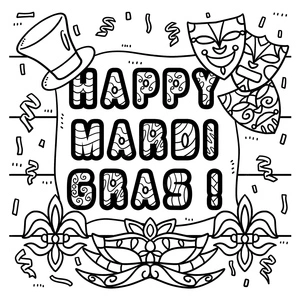 Página para Colorir Ilustração Festiva de Mardi Gras