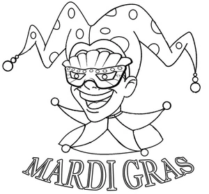 Página para Colorir Bobo da Corte Alegre do Mardi Gras