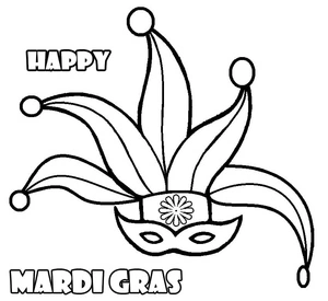 Página para Colorir Mascarada Alegre de Mardi Gras
