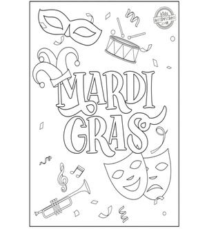 Página para Colorir Celebração de Mardi Gras