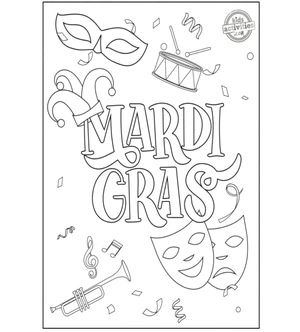 Página para Colorir Página para Colorir Celebração de Mardi Gras