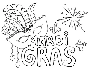 Página para Colorir Página para Colorir de Mardi Gras para Crianças