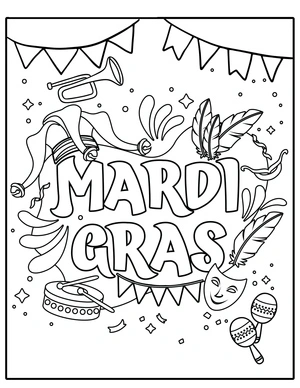 Página para Colorir Liberdade do Mardi Gras