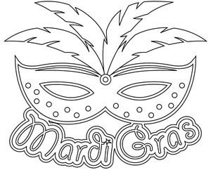 Página para Colorir Máscara de Mardi Gras