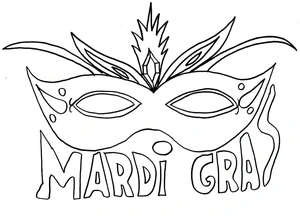 Página para Colorir Festa de Mardi Gras com Máscara