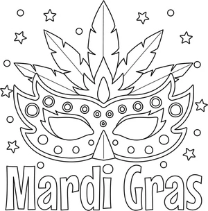 Página para Colorir Página para Colorir de Mardi Gras para Crianças - Para Imprimir