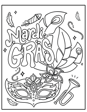 Página para Colorir do Festival de Mardi Gras para Imprimir