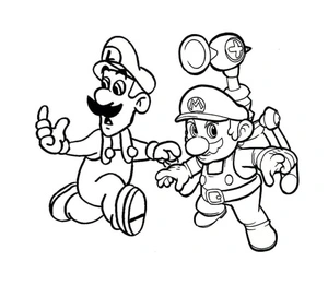 Página para Colorir Mario e Luigi em Ação