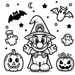 Página para Colorir do Mario de Halloween para Imprimir Grátis