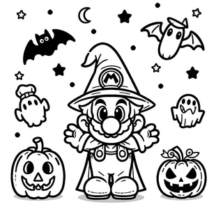 Página para Colorir Página para Colorir do Mario de Halloween para Imprimir Grátis