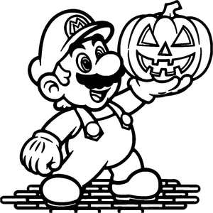 Página de Colorir Mario de Halloween para Crianças