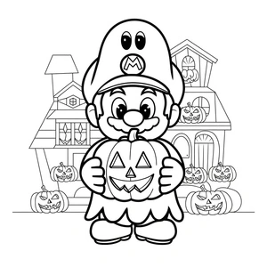 Página para Colorir Aventura de Halloween do Mario