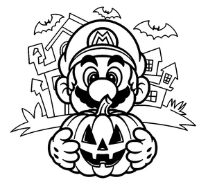 Página para Colorir Aventura na Casa Assombrada do Mario