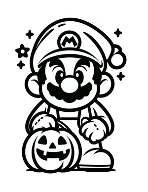 Página para Colorir Página para Colorir de Halloween para Imprimir com Mario