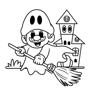 Página para Colorir Mario de Halloween para imprimir