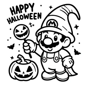 Página para Colorir Noite Assustadora do Pequeno Mario