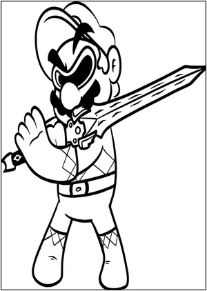 Página para Colorir Mario com Espada