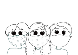 Crianças usando máscaras facial