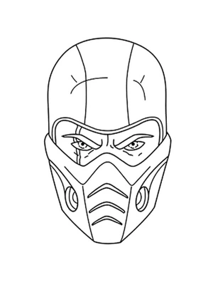 Máscara do Sub Zero, médio máscara coloring page, free printable