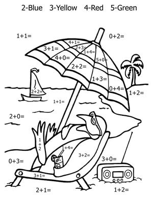 Página para Colorir Colorir por Número Matemática Adição