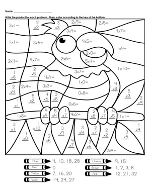 Página para Colorir Colorir por Número Multiplicação Matemática