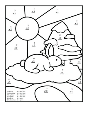 Página para Colorir Planilha de Multiplicação para Colorir por Número