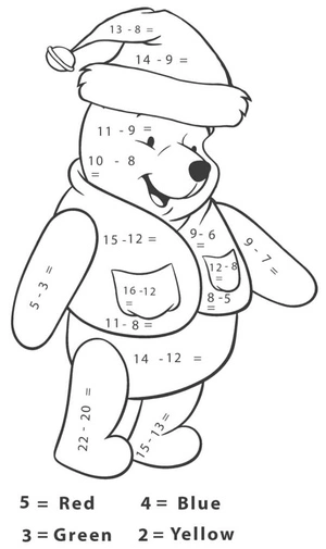 Página para Colorir Subtração Matemática Colorir por Número