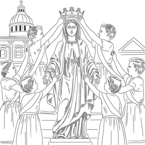 Página de Colorir Gratuita da Coroação de Maio