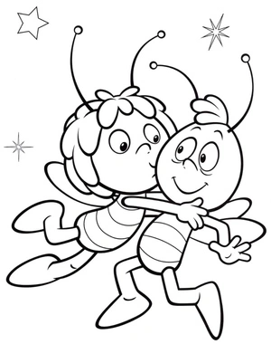 Página para Colorir Maya Beijando Willy