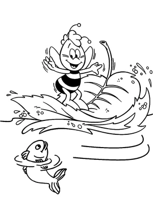 Página para Colorir Willy com um Peixe