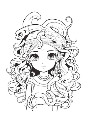 Página para Colorir Medusa Adorável