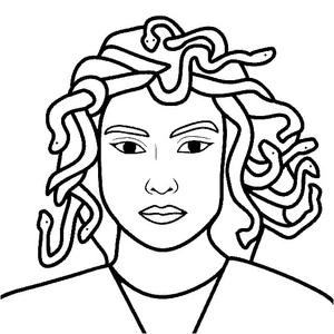 Página para Colorir Retrato Básico de Medusa