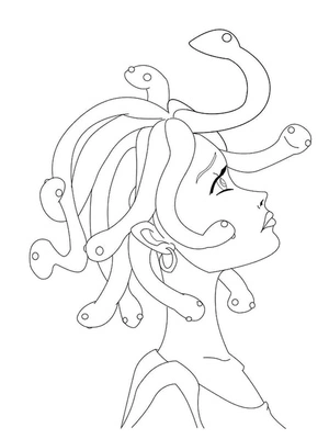 Página para Colorir Medusa Sombria